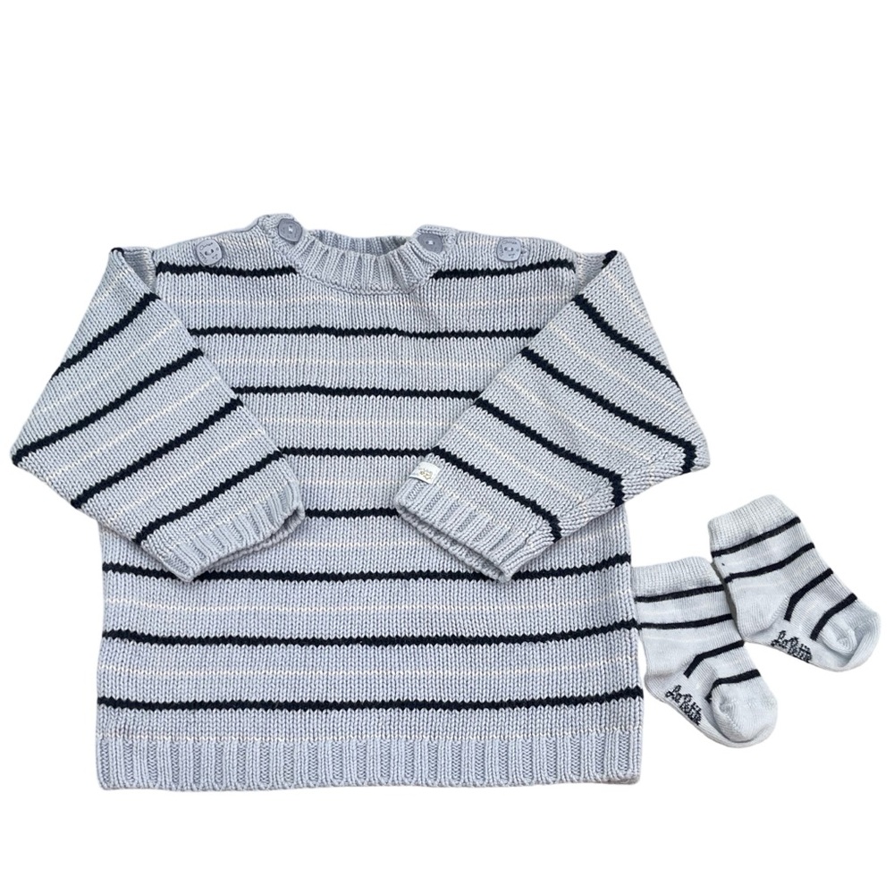 3/$15 French Designer La Petite Ourse Sweater & Socks 9 mos